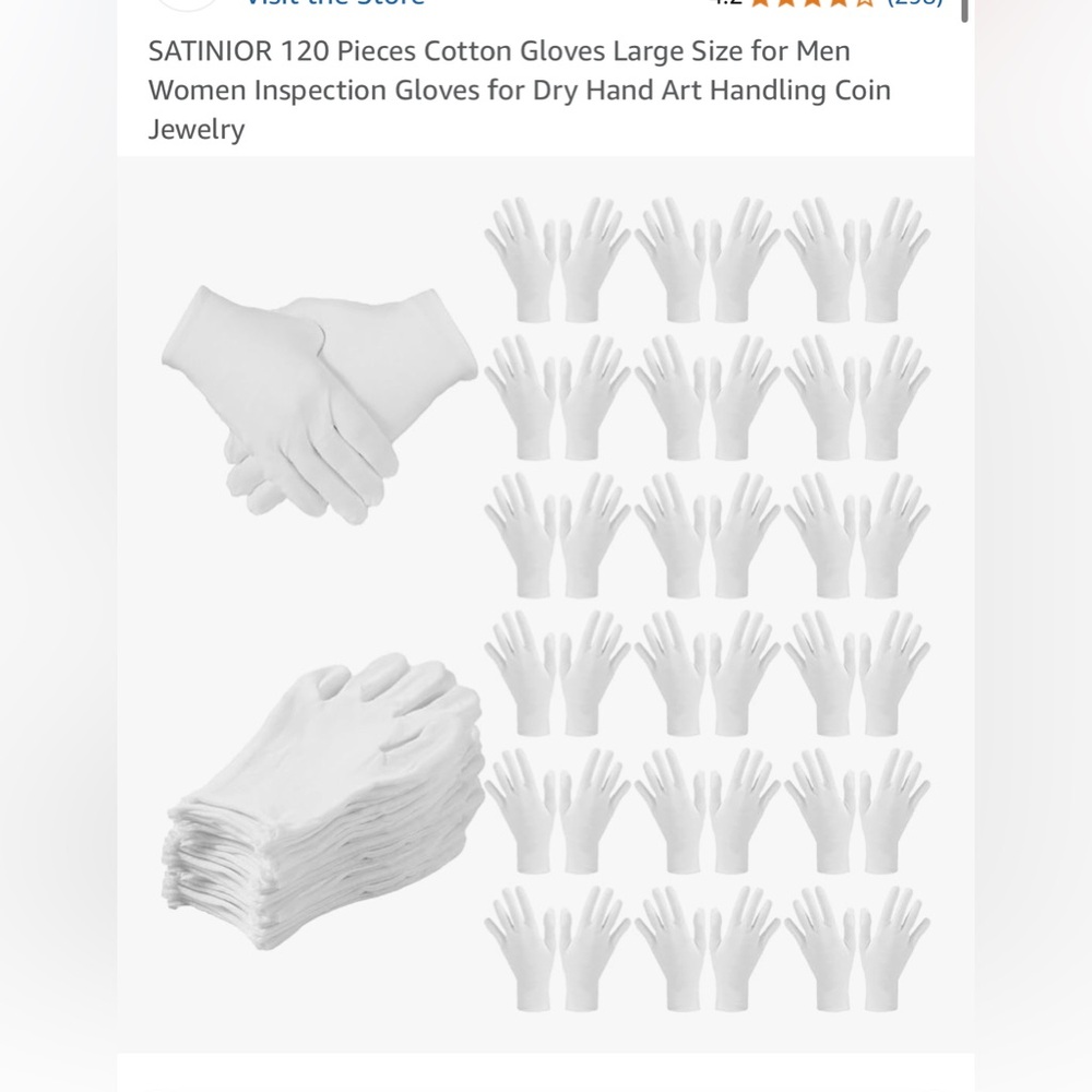 Satinior 120 Pack White Gloves Large New In Package Inspection Handling Stretch